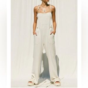 Bobbles & Lace - Linen Tie Overalls, M